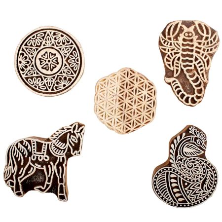 Set of 5 Piece New Mix Wooden Printing Block